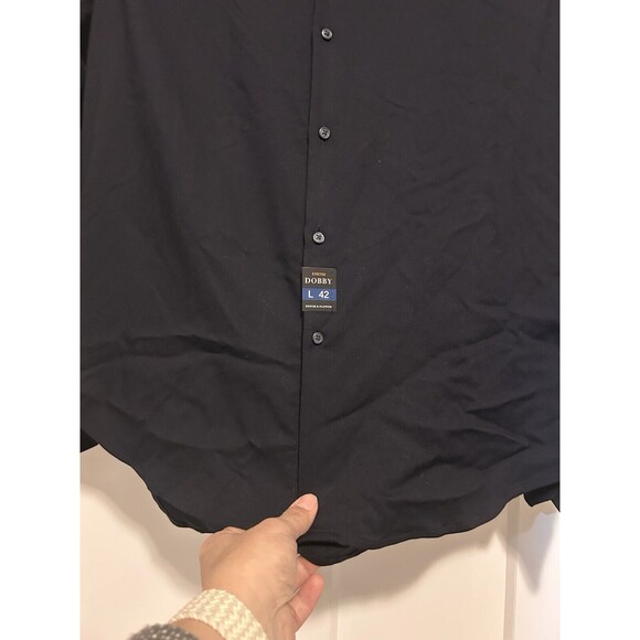 New Denim & Flower Dress Shirt Mens Size Large Navy Blue Button Down Doby - Picture 3 of 6